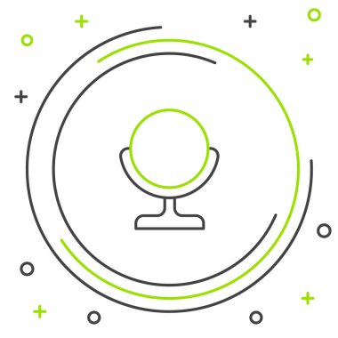 Çizgi yuvarlak makyaj aynası simgesi beyaz arkaplanda izole edildi. Renkli taslak konsepti. Vektör