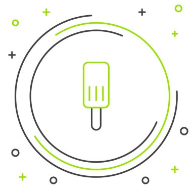 Beyaz arka planda izole edilmiş çizgi dondurma ikonu. Güzel sembol. Renkli taslak konsepti. Vektör