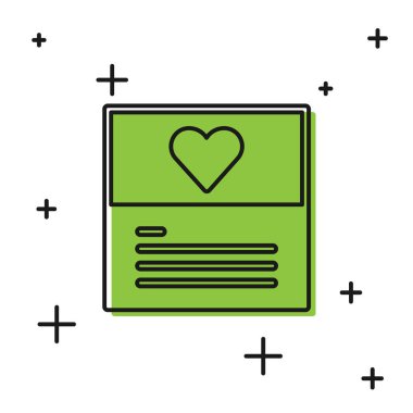 Siyah tebrik kartı simgesi beyaz arkaplanda izole edildi. Kutlama için davetiye ya da tebrik kartı şablonu. Vektör