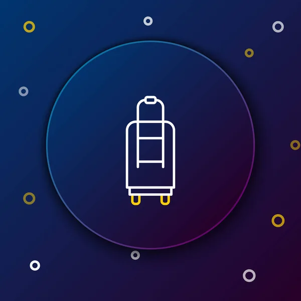 Line Suitcase voor reizen pictogram geïsoleerd op blauwe achtergrond. Reisbagagebord. Reisbagage icoon. Kleurrijk concept. Vector — Stockvector