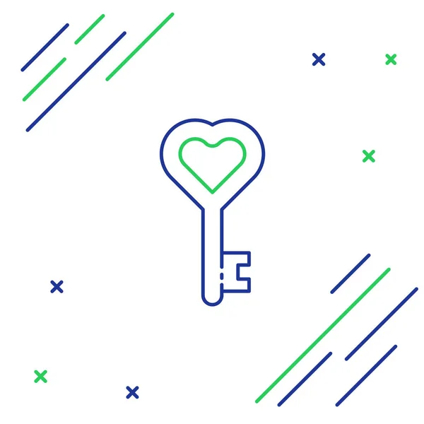 Čára Klíč ve tvaru srdce ikona izolované na bílém pozadí. 8. března. Mezinárodní den šťastných žen. Barevný koncept. Vektor — Stockový vektor