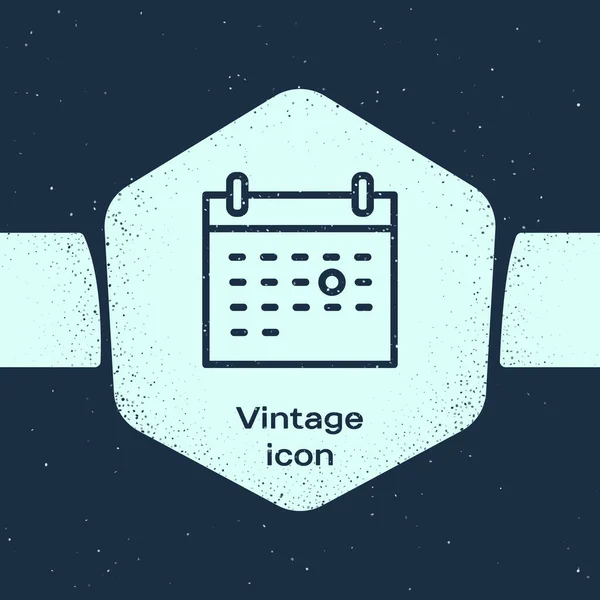 Grunge Line Kalendertodessymbol isoliert auf blauem Hintergrund. Monochrome Vintage-Zeichnung. Vektor — Stockvektor