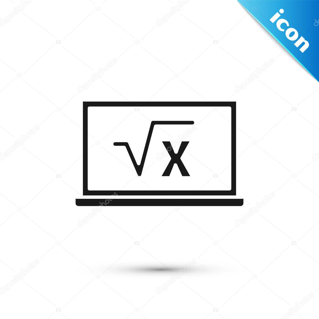 Grey Square root of x glyph on chalkboard icon isolated on white background. Mathematical expression. Vector.