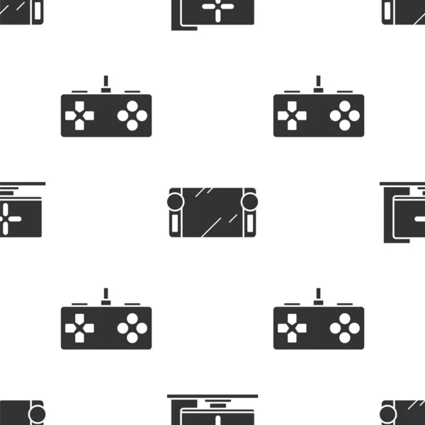 Définir moniteur d'ordinateur, console de jeu vidéo portable et Gamepad sur le modèle sans couture. Vecteur — Image vectorielle