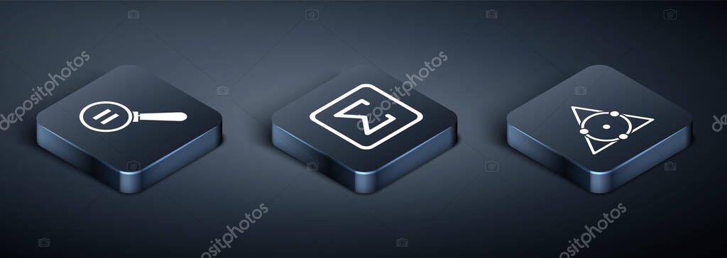 Set Isometric Calculation, Triangle math and Sigma symbol icon. Vector.