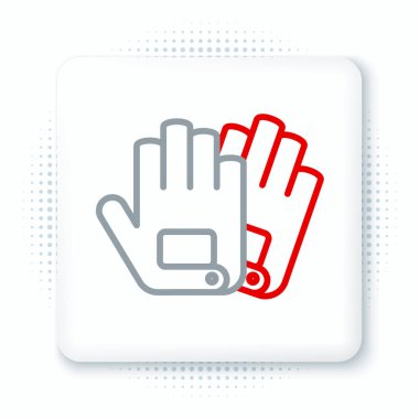 Çizgi Eldivenleri simgesi beyaz arkaplanda izole edildi. Olağanüstü bir spor. Spor malzemeleri. Renkli taslak konsepti. Vektör.