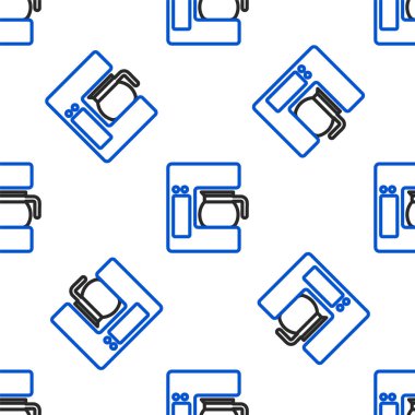 Cam demlik ikonlu çizgi kahve makinesi beyaz arka planda izole edilmiş pürüzsüz desen. Renkli taslak konsepti. Vektör.