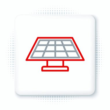 Beyaz arka planda izole edilmiş çizgi güneş enerjisi simgesi. Renkli taslak konsepti. Vektör.