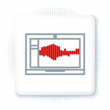 Çizgi Ses ya da ses kaydedici ya da dizüstü bilgisayar simgesindeki düzenleyici yazılım beyaz arkaplanda izole edildi. Renkli taslak konsepti. Vektör.