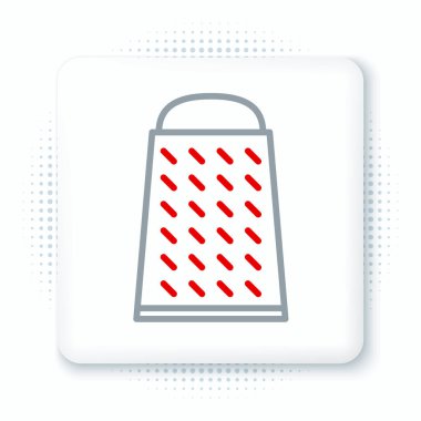 Çizgi Grater simgesi beyaz arkaplanda izole edildi. Mutfak sembolü. Mutfak aletleri. Çatal bıçak seti. Renkli taslak konsepti. Vektör.