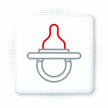 Çizgi Bebeği emziği simgesi beyaz arkaplanda izole edildi. Çocuk oyuncağı. Renkli taslak konsepti. Vektör.