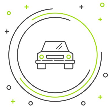 Çizgi Arabası simgesi beyaz arkaplanda izole edildi. Ön manzara. Renkli taslak konsepti. Vektör.