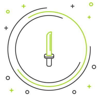 Geleneksel Japon katana simgesi beyaz arka planda izole edildi. Japon kılıcı. Renkli taslak konsepti. Vektör.