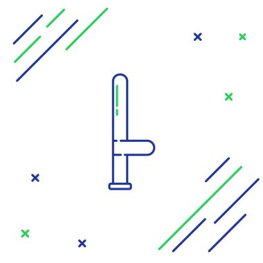 Çizgi polisi plastik cop ikonu beyaz arka planda izole edildi. Kauçuk copu. Polis yarasası. Polis ekipmanları. Renkli taslak konsepti. Vektör.