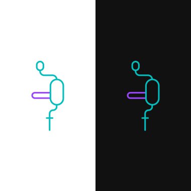 Çizgi El matkabı simgesi beyaz ve siyah arkaplanda izole edildi. Renkli taslak konsepti. Vektör.