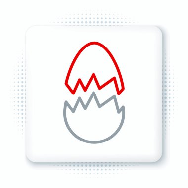 Kırık yumurta simgesi beyaz arkaplanda izole edilmiş. Mutlu Paskalyalar. Renkli taslak konsepti. Vektör.