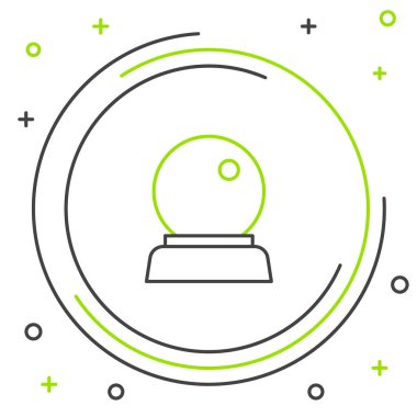 Çizgi Sihirli Top simgesi beyaz arkaplanda izole edildi. Kristal küre. Renkli taslak konsepti. Vektör.