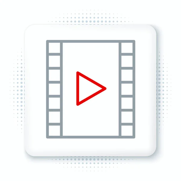 Línea Reproducir Icono Vídeo Aislado Sobre Fondo Blanco Película Tira — Vector de stock