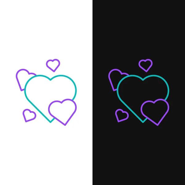 Line Heart Symbol Isoliert Auf Weißem Und Schwarzem Hintergrund Romantische — Stockvektor