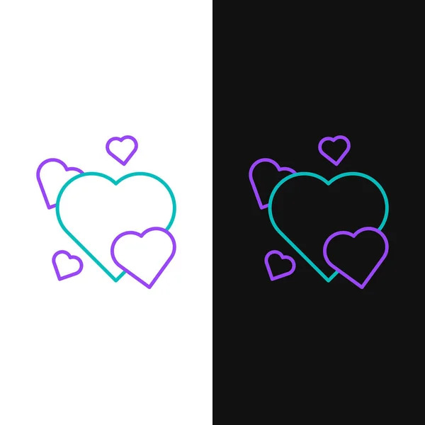 Icono Line Heart Aislado Sobre Fondo Blanco Negro Símbolo Romántico — Vector de stock