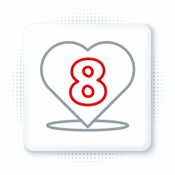 Line Heart Іконою Березня Ізольованою Білому Тлі Романтичний Символ Пов — стоковий вектор