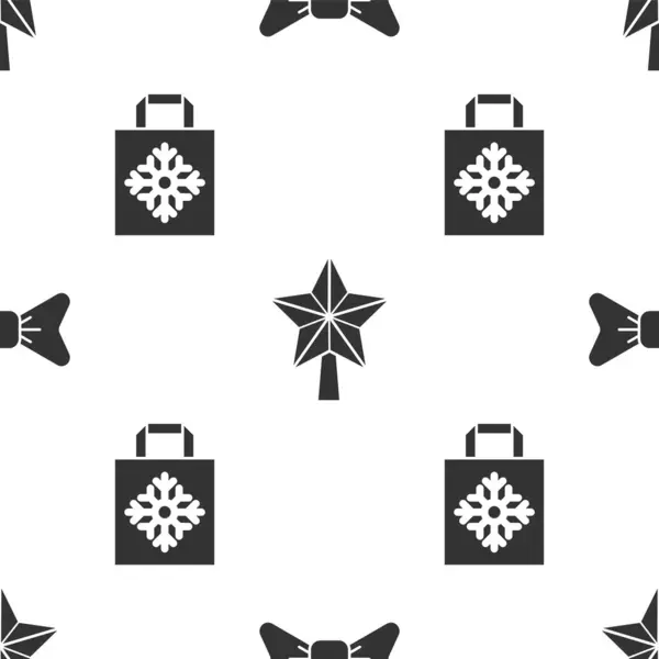 Nastavit Motýlka Vánoční Hvězda Vánoční Papírové Nákupní Tašky Hladký Vzor — Stockový vektor