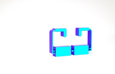 Turkuaz gözlük simgesi beyaz arkaplanda izole edildi. Gözlük çerçevesi sembolü. Minimalizm kavramı. 3d illüstrasyon 3B canlandırma.
