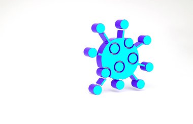 Turkuaz Bakteri simgesi beyaz arkaplanda izole edildi. Bakteriler ve mikroorganizmalar, sebep olan mikroorganizma hastalıkları, hücre kanseri, mikrop, virüs, mantar. Minimalizm kavramı. 3d illüstrasyon 3B canlandırma.