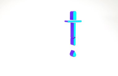 Turkuaz Pipette simgesi beyaz arkaplanda izole edildi. Tıbbi elementler, kimya laboratuarı ekipmanları. Damlalı boru. Tıp sembolü. Minimalizm kavramı. 3d illüstrasyon 3B canlandırma.