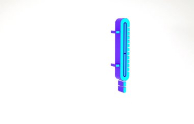 Turkuaz Meteoroloji termometresi beyaz arkaplanda izole edilmiş ikon ölçümü. Termometre termometresi sıcak ya da soğuk hava gösteriyor. Minimalizm kavramı. 3d illüstrasyon 3B canlandırma.