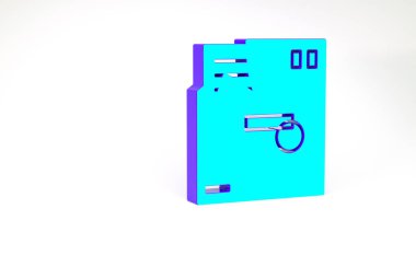 Turkuaz sipariş edilmiş zarf simgesi beyaz arkaplanda izole edildi. E- posta mektup sembolü. Minimalizm kavramı. 3d illüstrasyon 3B canlandırma.