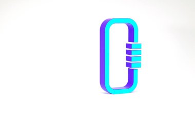 Turkuaz Karabina simgesi beyaz arkaplanda izole edildi. Olağanüstü bir spor. Spor malzemeleri. Minimalizm kavramı. 3d illüstrasyon 3B canlandırma.