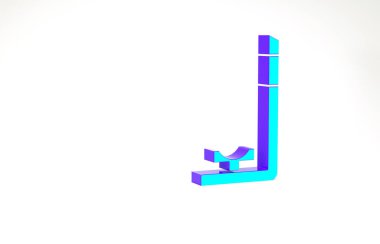 Turkuaz Şnorkel simgesi beyaz arkaplanda izole edildi. Su altı ekipmanları. Minimalizm kavramı. 3d illüstrasyon 3B canlandırma.
