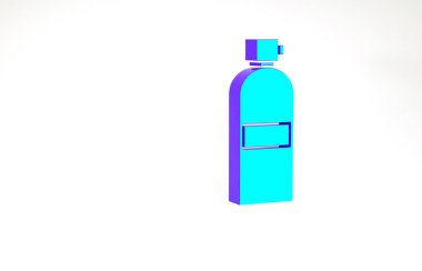 Turkuaz Aqualung simgesi beyaz arkaplanda izole edildi. Dalgıçlar için oksijen tüpü. Dalış ekipmanları. Olağanüstü bir spor. Su altı ekipmanları. Minimalizm kavramı. 3d illüstrasyon 3B canlandırma.