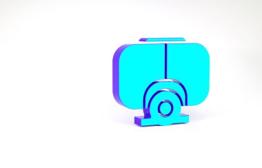 Turkuaz Dalış Maskesi simgesi beyaz arkaplanda izole edildi. Olağanüstü bir spor. Su altı ekipmanları. Minimalizm kavramı. 3d illüstrasyon 3B canlandırma.