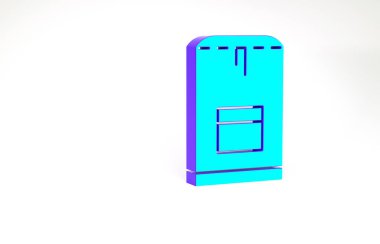 Turkuaz sırt çantası simgesi beyaz arkaplanda izole edildi. Su altı ekipmanları. Minimalizm kavramı. 3d illüstrasyon 3B canlandırma.