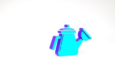 Turkuaz Sulama kutusu simgesi beyaz arkaplanda izole edildi. Sulama sembolü. Minimalizm kavramı. 3d illüstrasyon 3B canlandırma.