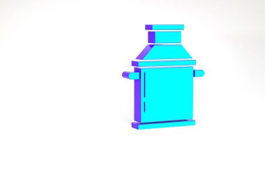 Beyaz arka planda izole edilmiş süt ikonu için turkuaz kutu. Minimalizm kavramı. 3d illüstrasyon 3B canlandırma.