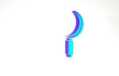 Turkuaz Şiş simgesi beyaz arkaplanda izole edildi. Kanca işaretini topluyorum. Minimalizm kavramı. 3d illüstrasyon 3B canlandırma.