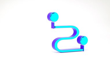 Turkuaz Yol konumu simgesi beyaz arkaplanda izole edildi. Harita işaretçisi işareti. Yol ya da yol kavramı. GPS navigatörü. Minimalizm kavramı. 3d illüstrasyon 3B canlandırma.
