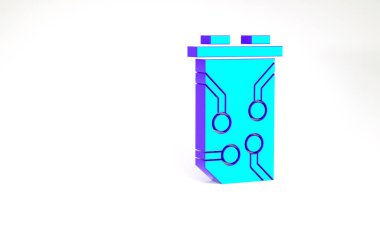 Turkuaz Video Grafik Kart simgesi beyaz arkaplanda izole edildi. Minimalizm kavramı. 3d illüstrasyon 3B canlandırma.