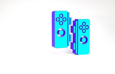 Turkuaz Gamepad simgesi beyaz arkaplanda izole edildi. Oyun kontrolörü. Minimalizm kavramı. 3d illüstrasyon 3B canlandırma.