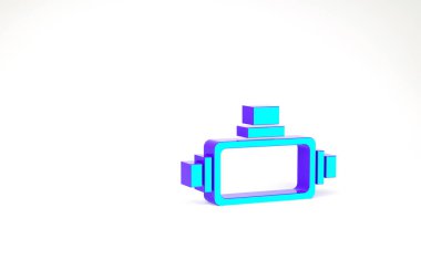 Turkuaz sanal gerçeklik gözlüğü simgesi beyaz arkaplanda izole edildi. Stereoskopik 3D VR maskesi. Minimalizm kavramı. 3d illüstrasyon 3B canlandırma.