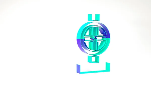 Turquoise Industry Metallic Pipes Valve Icon Isolated White Background Minimalism — Stock Photo, Image