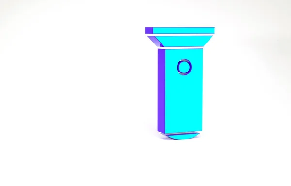 Ícone Lanterna Turquesa Isolado Fundo Branco Conceito Minimalismo Ilustração Render — Fotografia de Stock