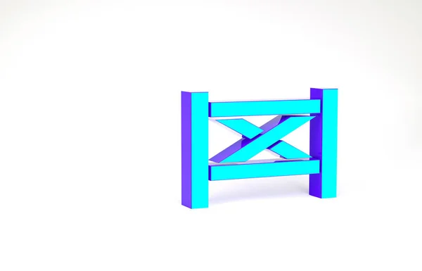 ターコイズガーデンフェンス木製のアイコンは白い背景に隔離されています 最小限の概念 3Dイラスト3Dレンダリング — ストック写真