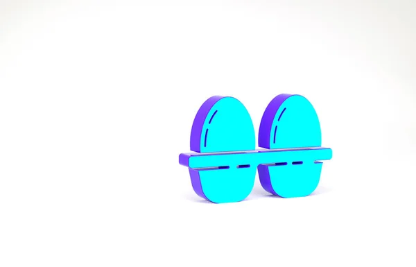箱形图标中的绿松石鸡蛋在白色背景上被分离出来 最低纲领的概念 3D渲染3D插图 — 图库照片