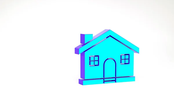 ターコイズハウスのアイコンは白い背景に隔離されています ホームシンボル 最小限の概念 3Dイラスト3Dレンダリング — ストック写真