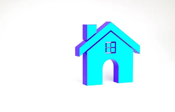 Turquoise House Icon Isolated White Background Home Symbol Minimalism Concept — Stock Photo, Image