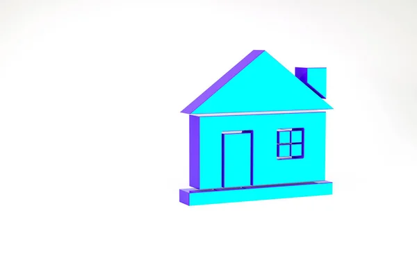 Icono Turquoise House Aislado Sobre Fondo Blanco Símbolo Casero Concepto — Foto de Stock